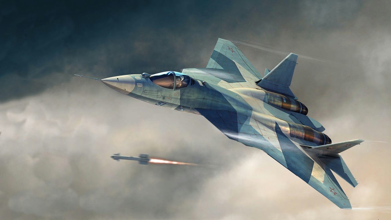 Stealth fighter jet firing a missile