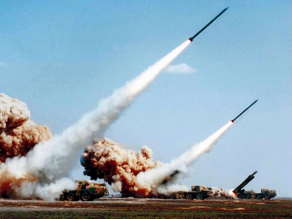 Rockets launching from mobile launchers